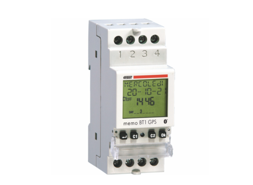 Interruttore elettronico digitale Vemer memo BT1 GPS orario/astronomico con Bluetooth e GPS - VE789700 01