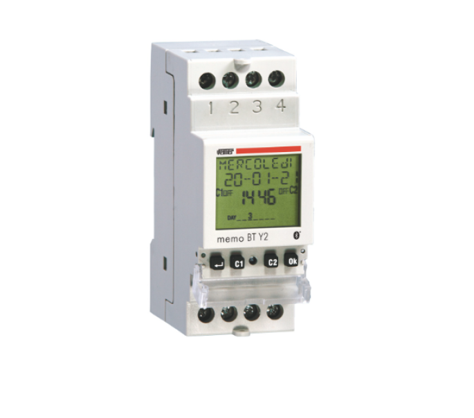 Interruttore elettronico digitale Vemer Memo BT Y2 orario/ astronomico con 2 rele interfaccia Bluetooth - VE788500 01