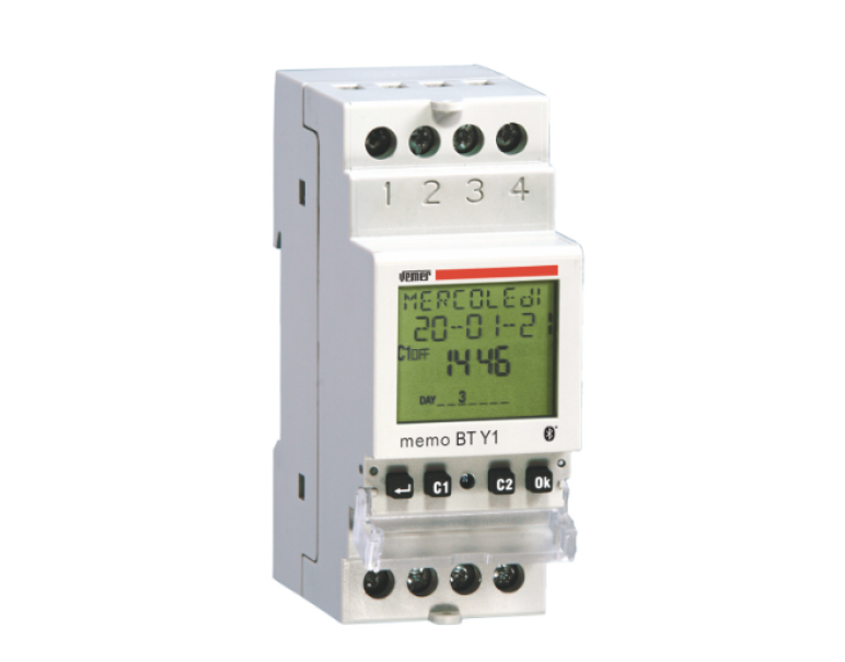 Interruttore elettronico digitale Vemer Memo BT Y1 orario/ astronomico con 1 rele interfaccia Bluetooth - VE788400 01