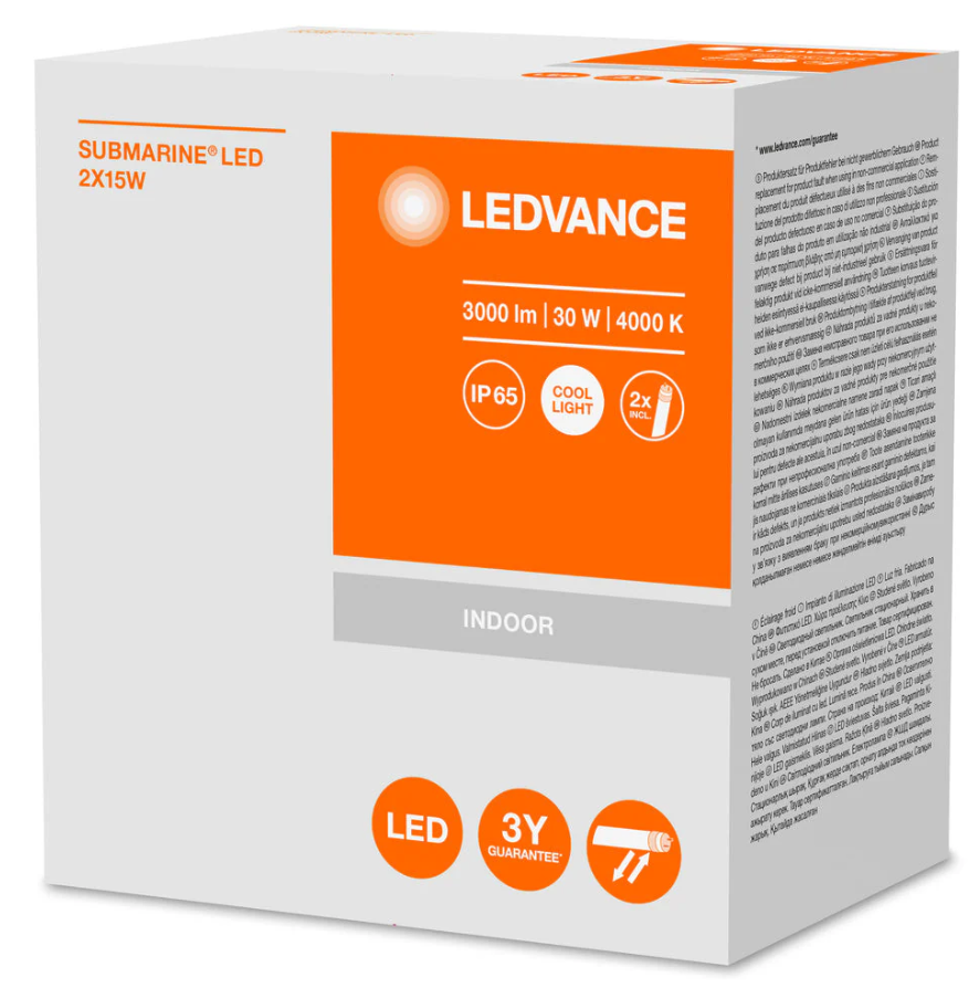 Plafoniera led a tenuta stagna Ledvance Submarine 2x15W 4000K bianco - LUM304000BOX1 02