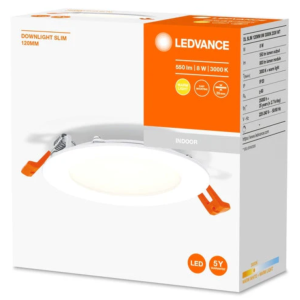 Faretto ad incasso led  downlight slim da 120mm 8w 3000k bianco - lum573079