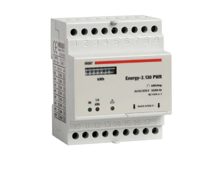 Contatore di energia trifase Vemer statico 4 moduli 3x130 (230) Vac Energy-3x130 PWR - VN966800 01
