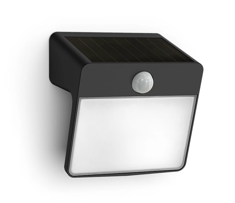 Lampada da parete led a energia solare con sensore Philips Yarixa 2.2W 2700K nero - 26544800 01