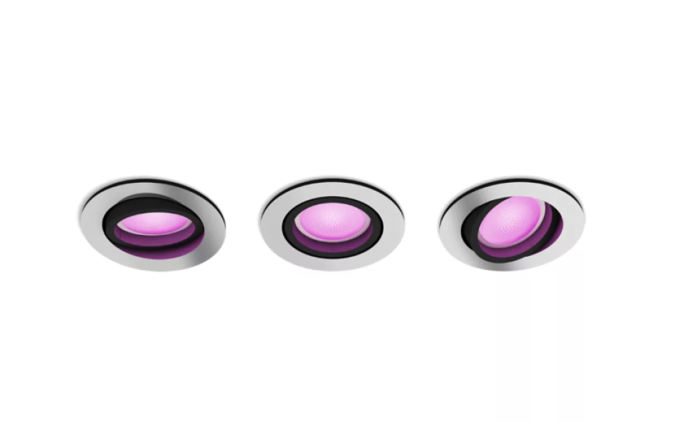 Faretti ad incasso led orientabili bluetooth Philips Hue Centura 3x5.7W 2000-6500K alluminio 3pz - 31885400 01