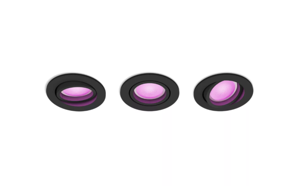 Faretti ad incasso led orientabili bluetooth Philips Hue Centura 3x5.7W 2000-6500K nero 3pz - 31897700 01
