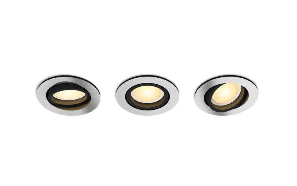 Faretti ad incasso led orientabili bluetooth Philips Hue Miliskin 3x4.2W 2200-6500K alluminio 3pz - 31981300 01