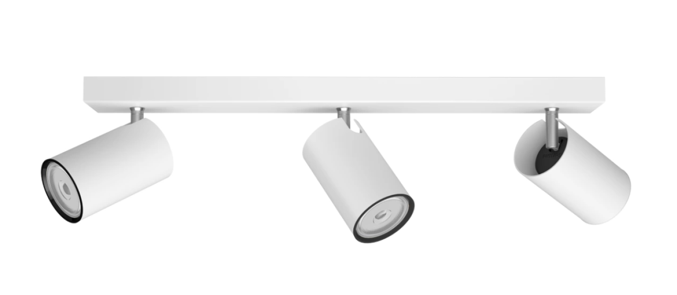 Faretto Philips da Soffitto o Parete Kosipo Orientabile bianco 3 luci Attacco GU10- 43525400 01