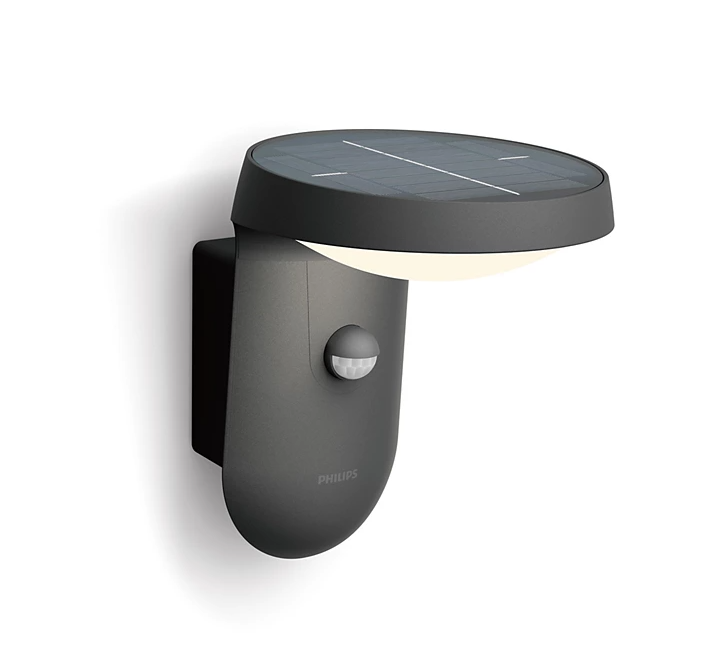 Lampada da parete led a energia solare con sensore Philips Tyla 1.2W 4000K antracite - 47695000 01