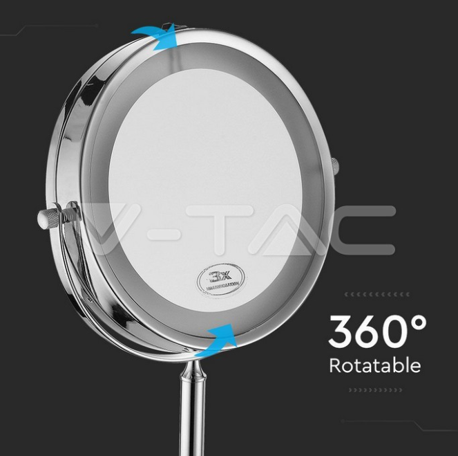 Specchio led da tavolo V-tac 3W 6400K argento VT-7572 - 6629 03