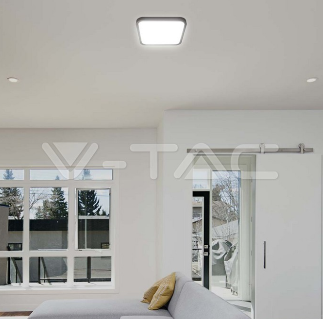 Plafoniera quadrata led V-tac 48W 3000K nero VT-8630 - 76481 03