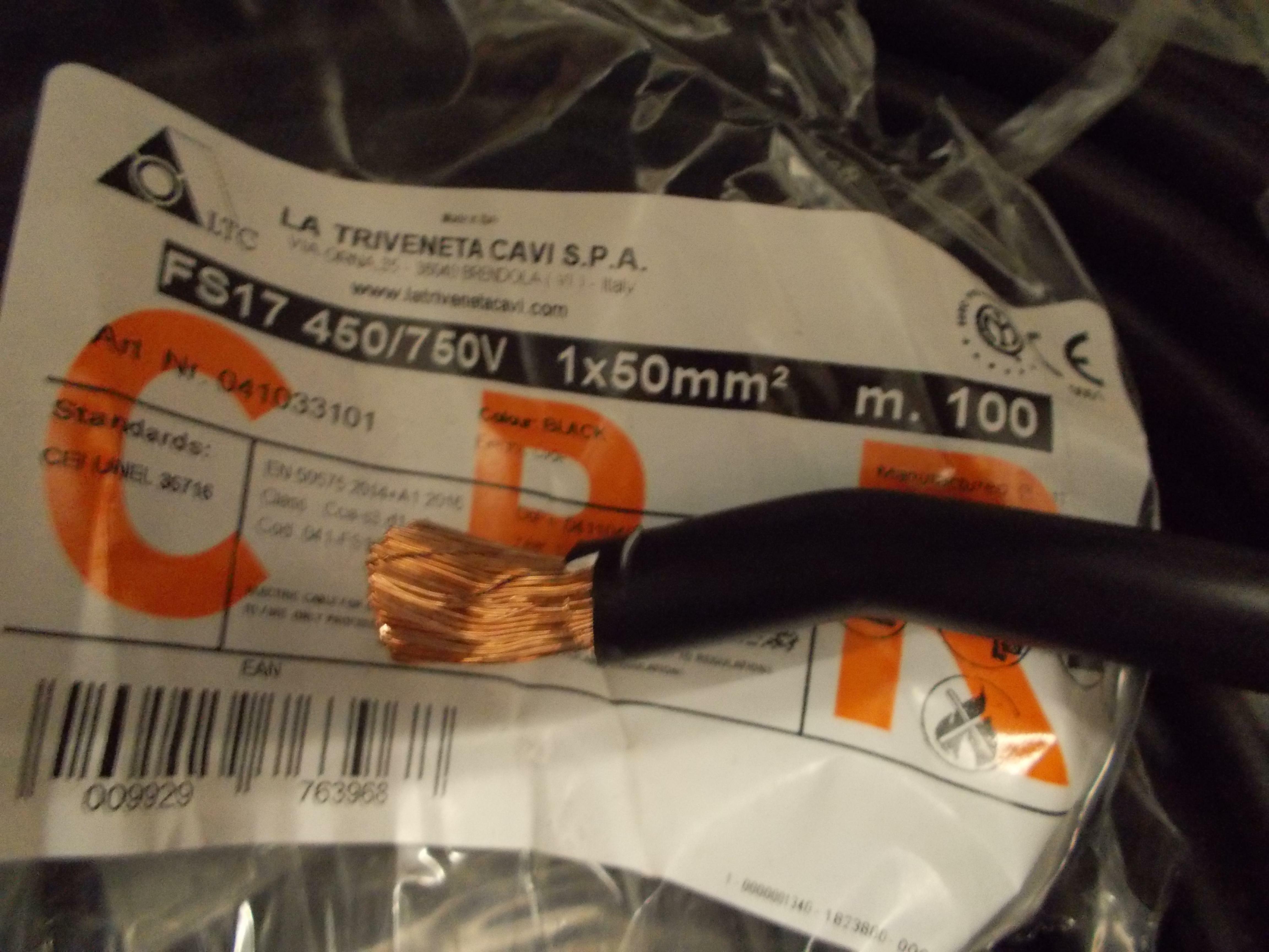 cavi cavi al metro cavo unipolare cordina fs17 nero sezione 1x50mmq n07v-k1x50ne fs17-1x50ne - foto 1