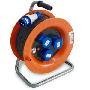 Materiale elettrico avvolgicavo industriale ho7rnf 3g2,5 30mt 3 ind. 16a 2p+e ip44 disgiuntore termico 4001