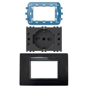 Kit multipresa+placca+supporto p503 4box compatibile vimar plana max 16a antracite - 4bp503kit.an