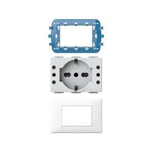 Kit multipresa+placca+supporto p503 4box compatibile vimar plana max 16a bianco - 4bp503kit.bn
