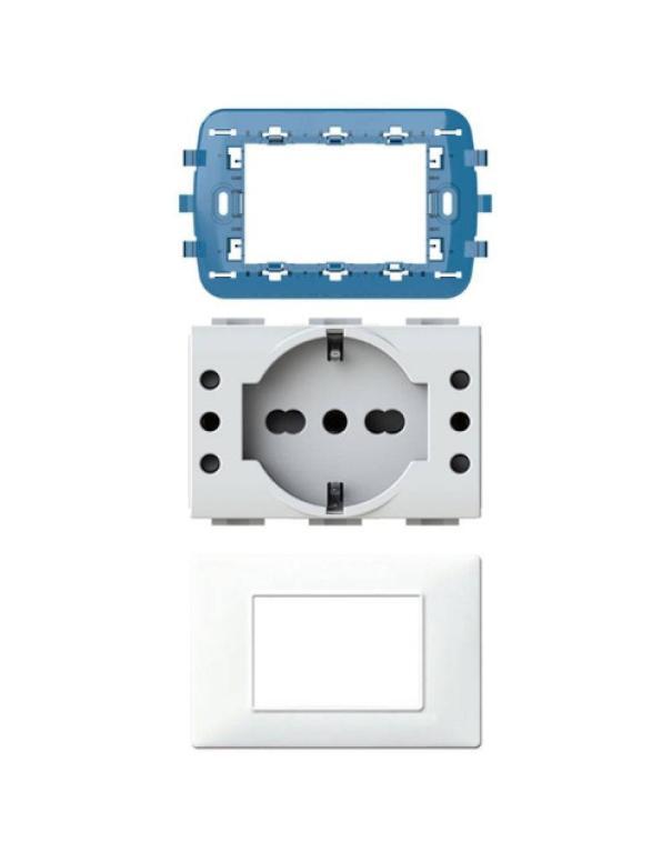 Kit multipresa+placca+supporto P503 4Box max 16A bianco - 4BP503KIT.BN 01
