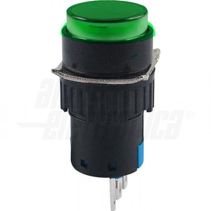 Pulsante momentaneo Alpha Elettronica 1P 3A verde - 330-070-4 01