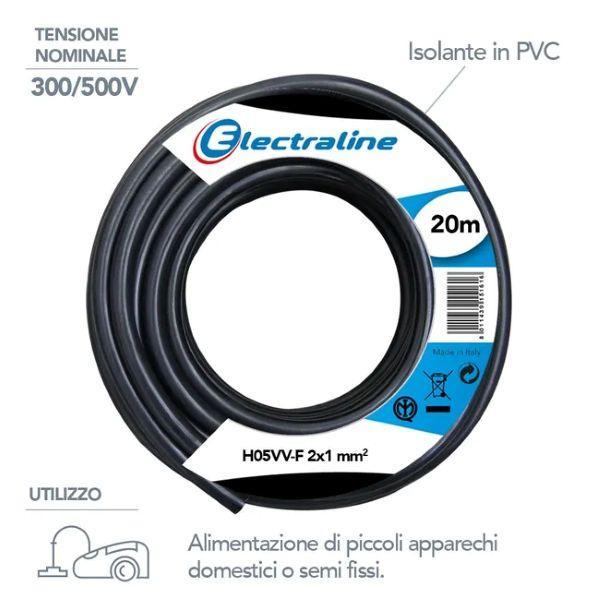 Cavo multipolare H05VV-F Electraline 2G1mm2 da 20m nero - 11405 02
