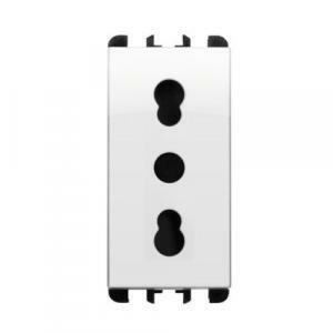 Presa italiana bipasso 2p&#43;t 16a 1 modulo colore bianco ghiaccio 10303bg
