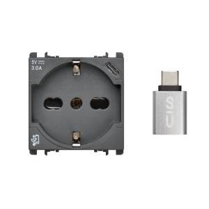Presa p40+usb-c  nea 2 moduli max 3a antracite - 10312/2