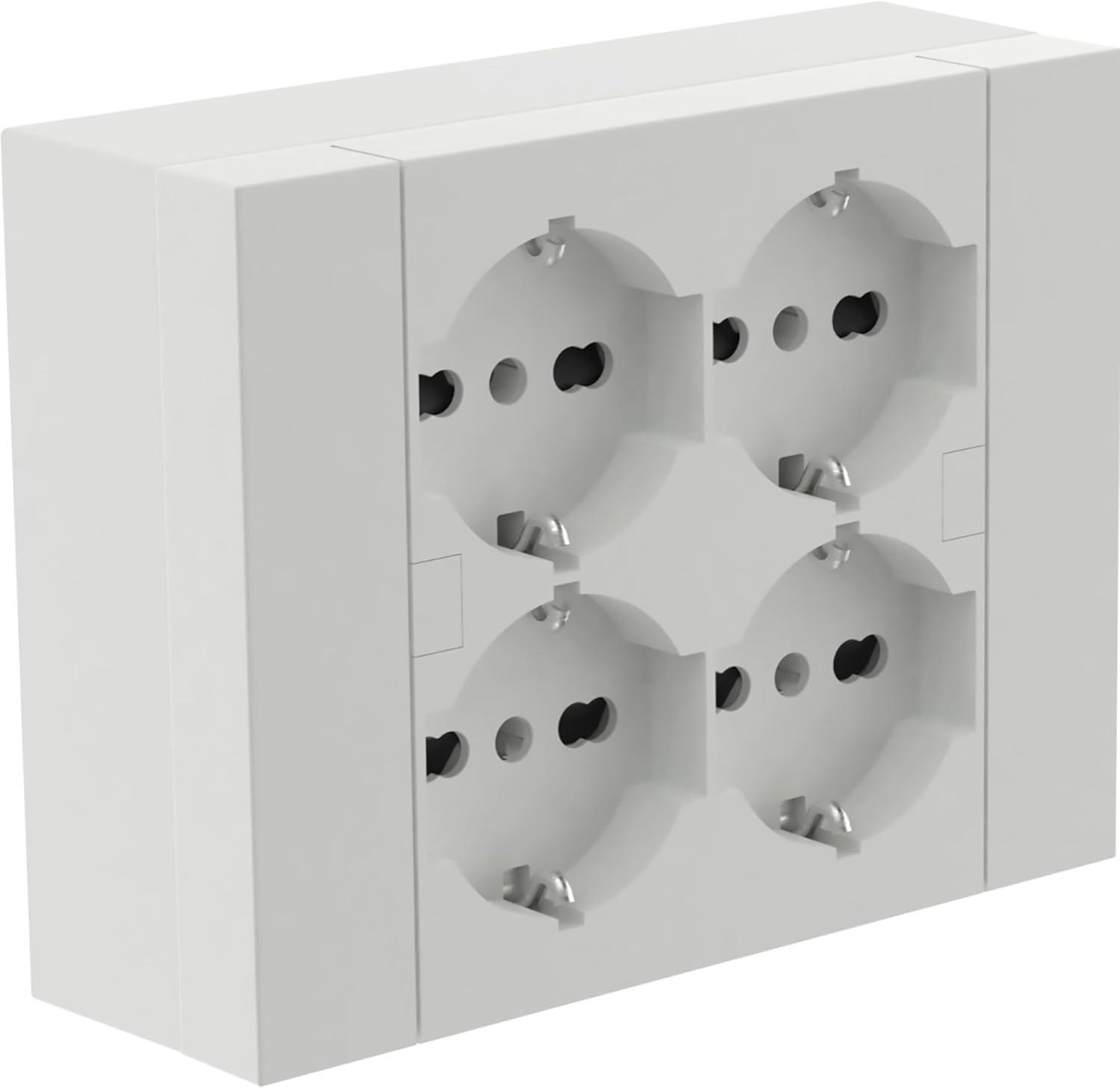 Scatola+multipresa da parete Electraline 4 Schuko 10/16A bianco - 22016 01