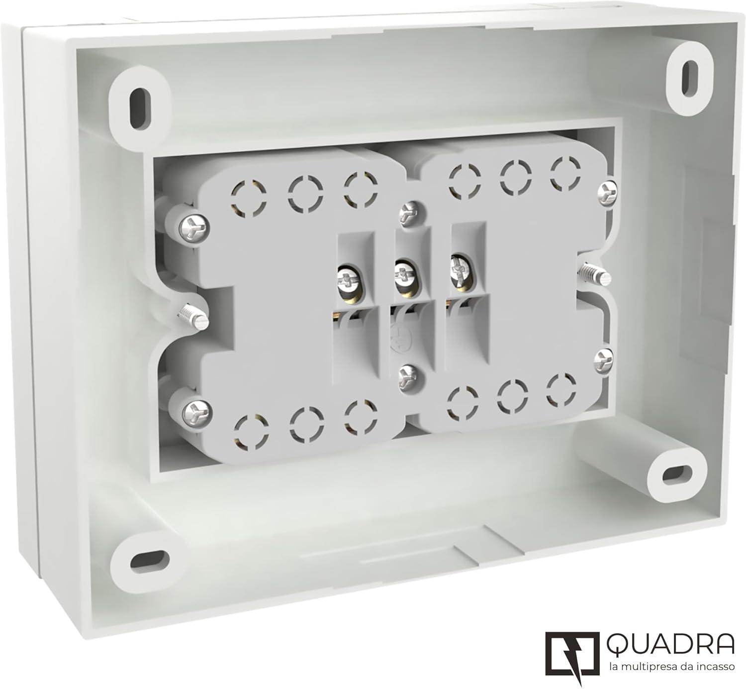 Scatola+multipresa da parete Electraline 4 Schuko 10/16A bianco - 22016 02