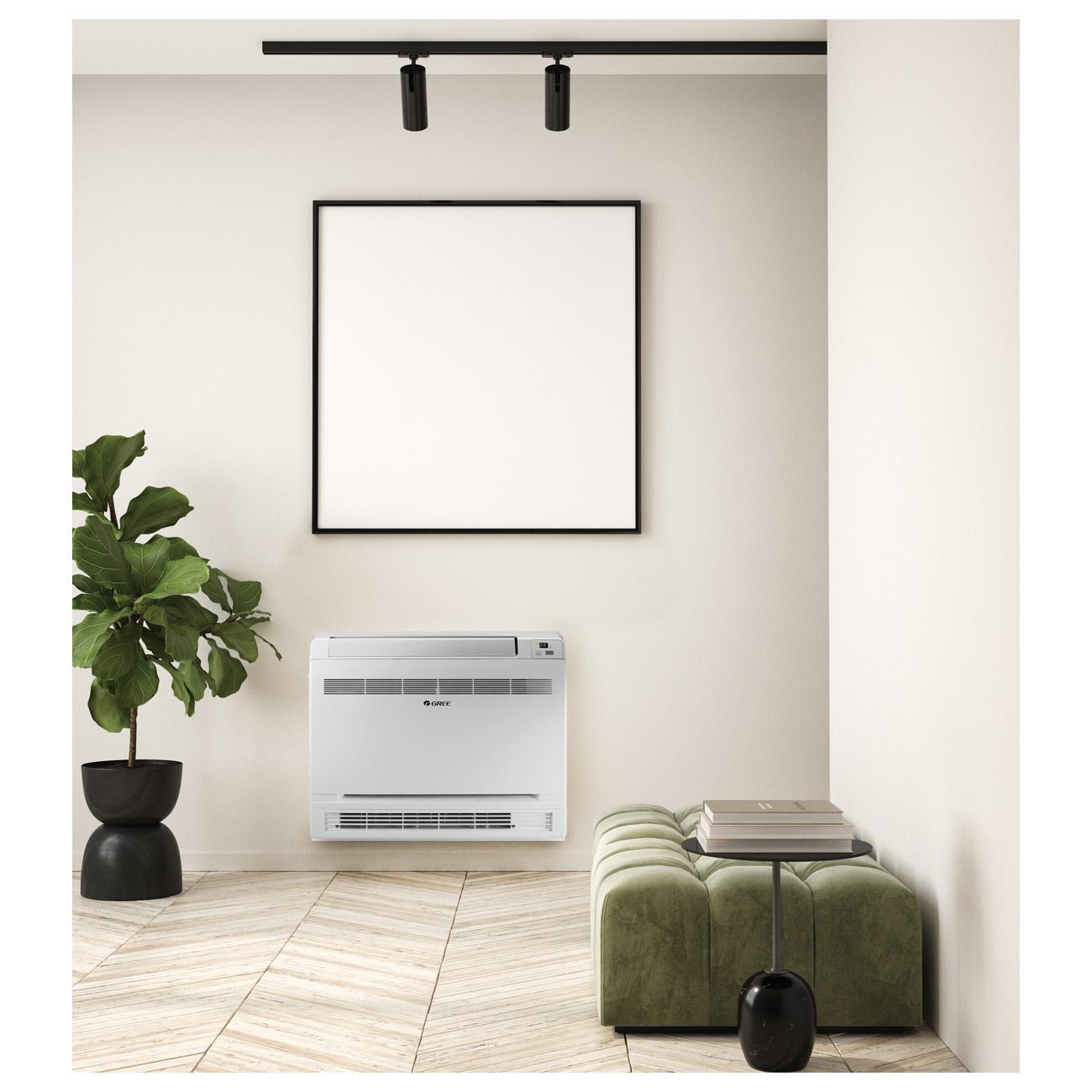 climatizzatore console gree installazione a parete in soggiorno