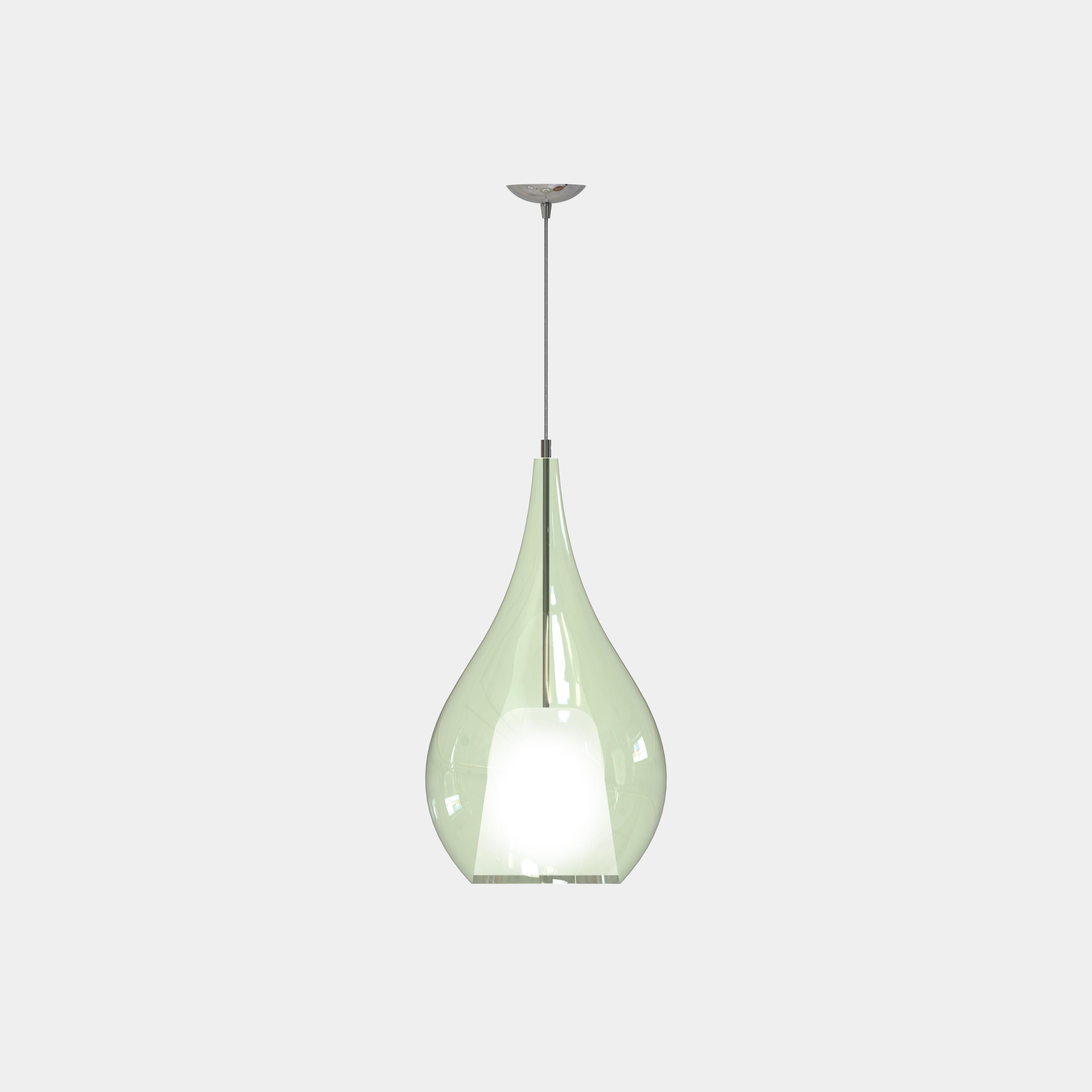 lampada a sospensione in vetro con rosone e cavo