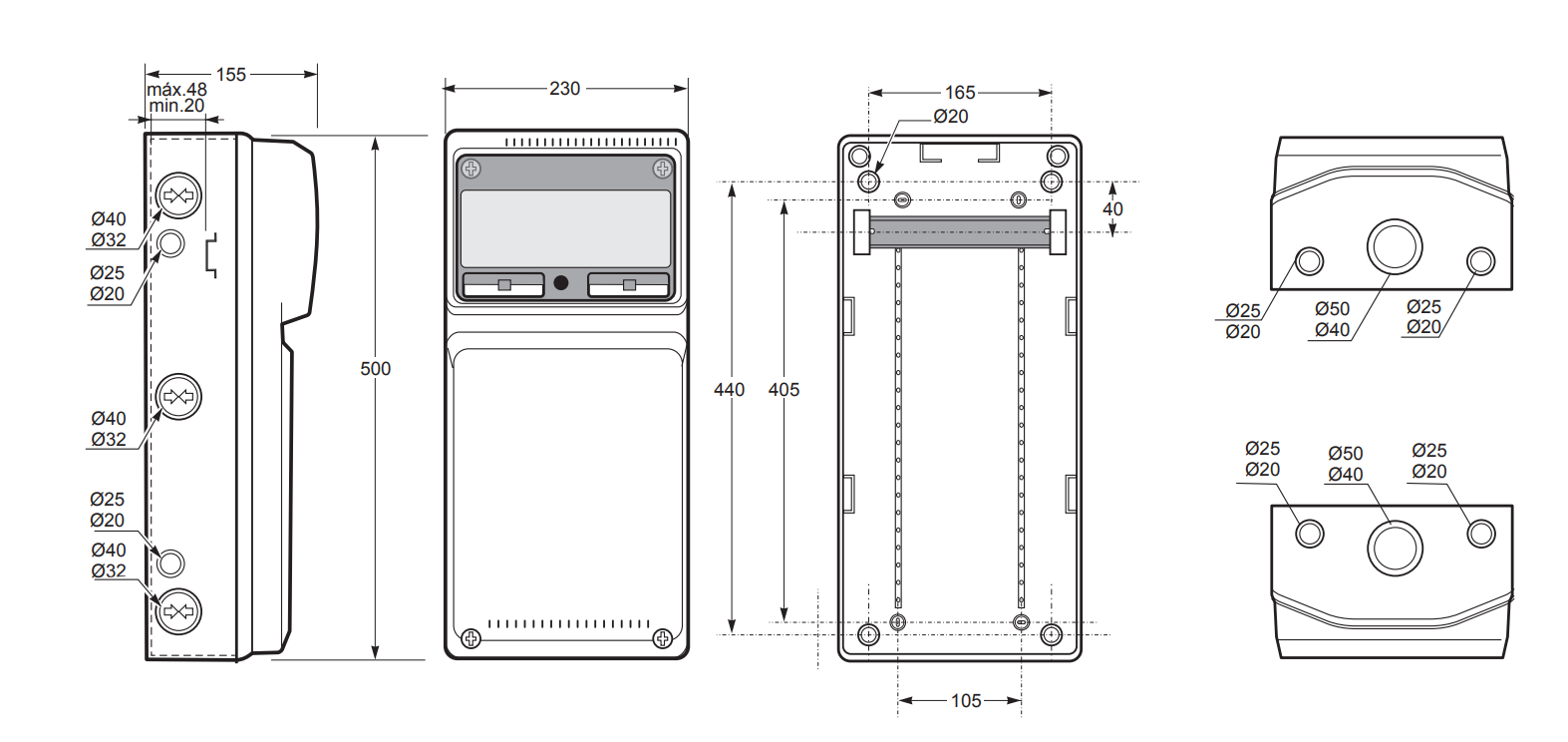 Quadro vuoto cieco Rosi Materiale Elettrico 8 moduli IP65 grigio - 18.3005 02