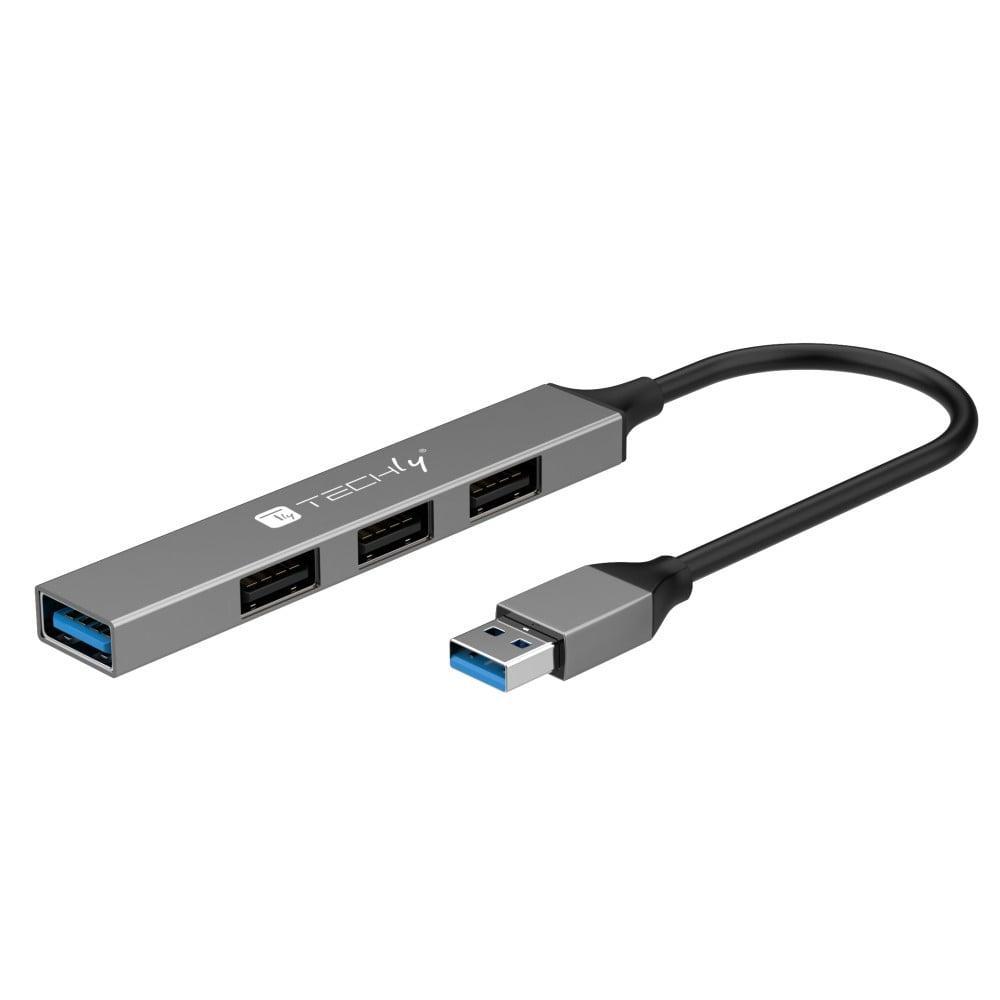 Hub USB-A IC Intracom 3 porte USB-A 2.0 + 1 porta USB-A 3.2 grigio - 620720 01