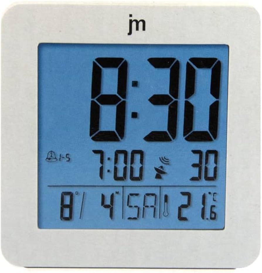 Sveglia digitale radiocontrollata Lowell 9.3x9.3x4cm bianco - JD9035-CF 01