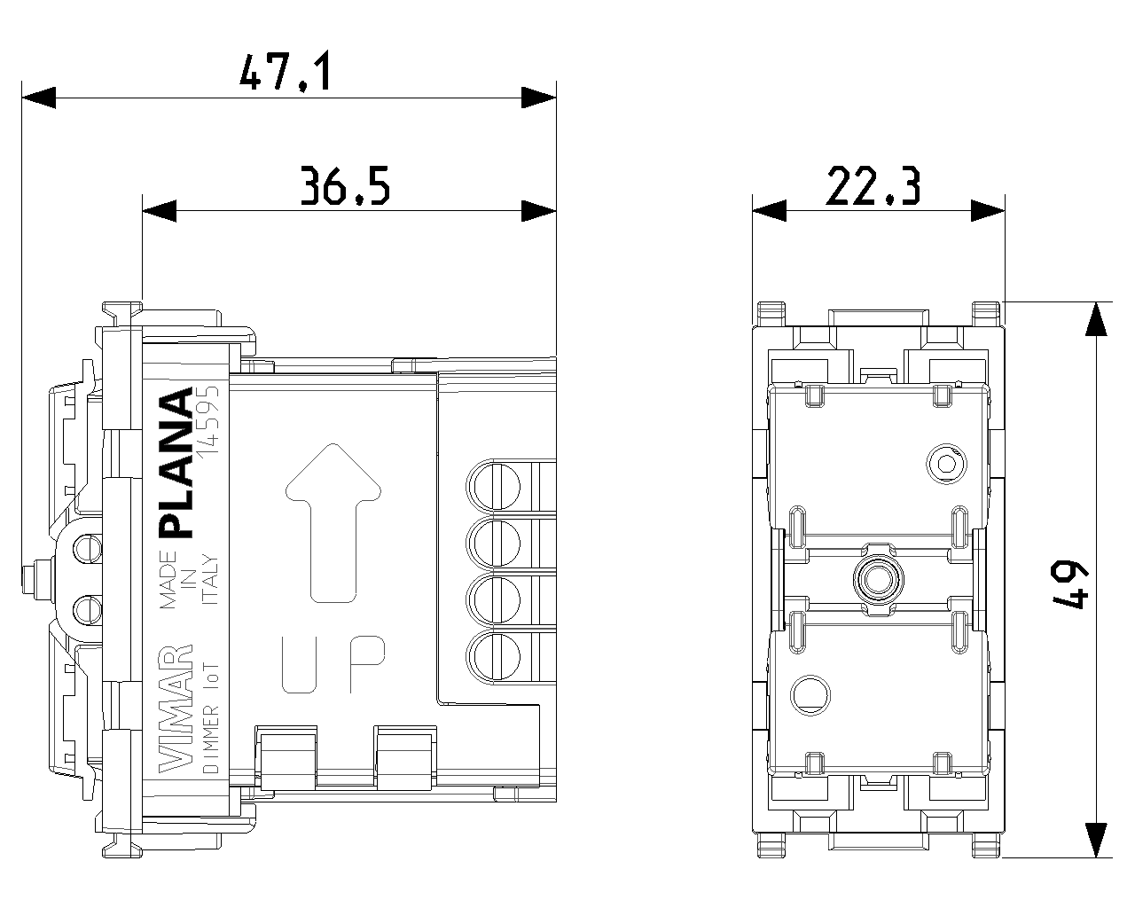 Dimmer wireless Vimar Plana 1 modulo verde - 14595.0 02