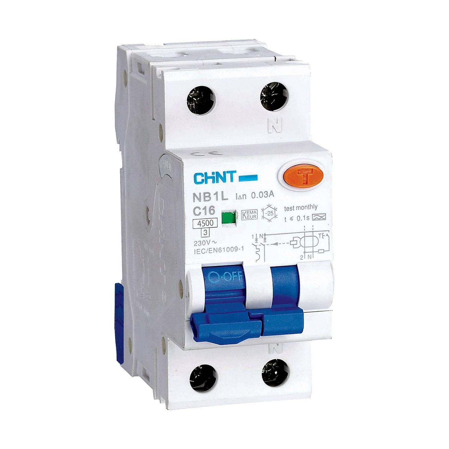 interruttore magnetotermico differenziale chint 1p n 40a 30ma tipo a guida din