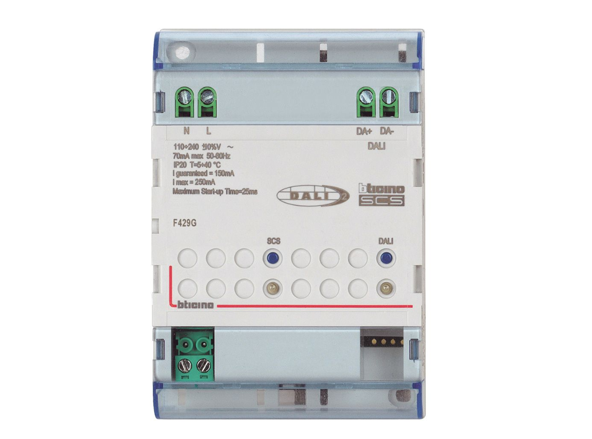 gateway dali 2 bticino f429g modulo din 4 moduli gateway dali 2 bticino f429g modulo din 4 moduli vista frontale