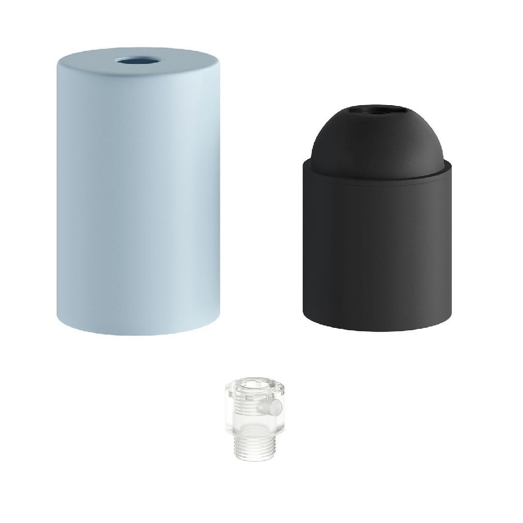 portalampada e27 con copricavo pastel metal installato su cavo tessile