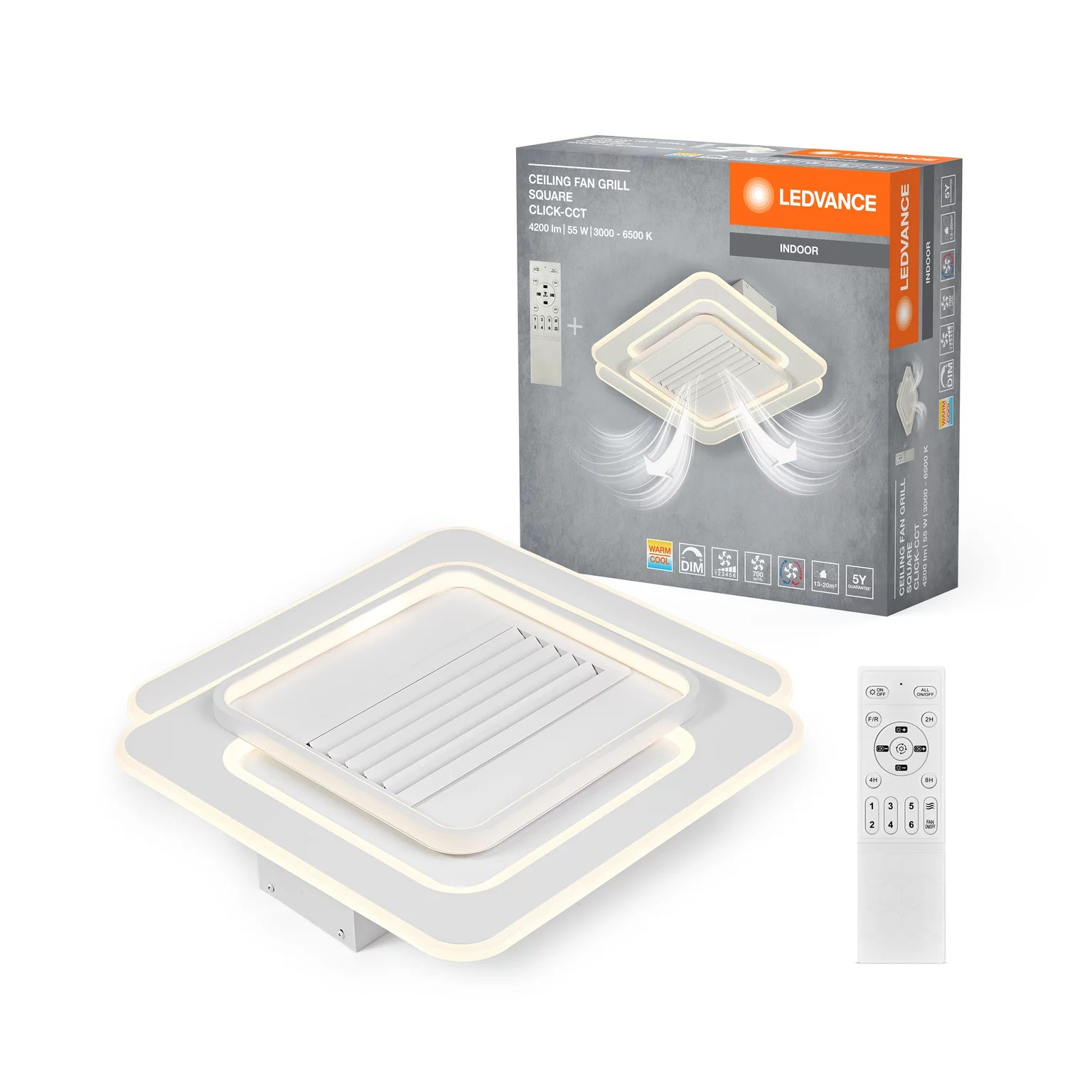 PLAFONIERA LEDVANCE QUADRATA CON VENTILATORE 55W - 397677