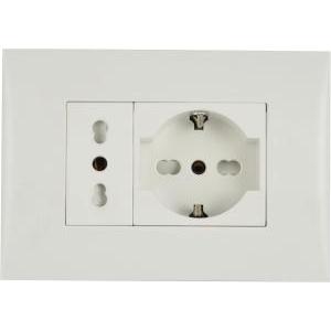 Set  placca e presa universale e bipasso bianca - 22110