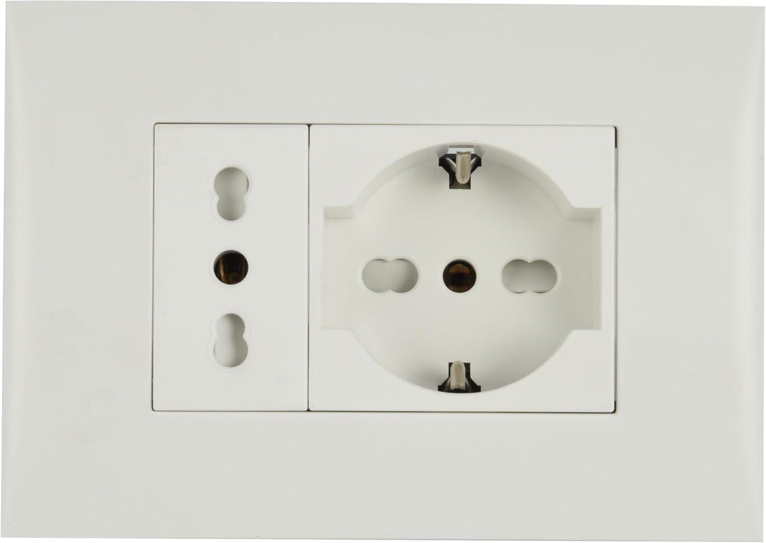 SET ELECTRALINE PLACCA E PRESA UNIVERSALE E BIPASSO BIANCA - 22110