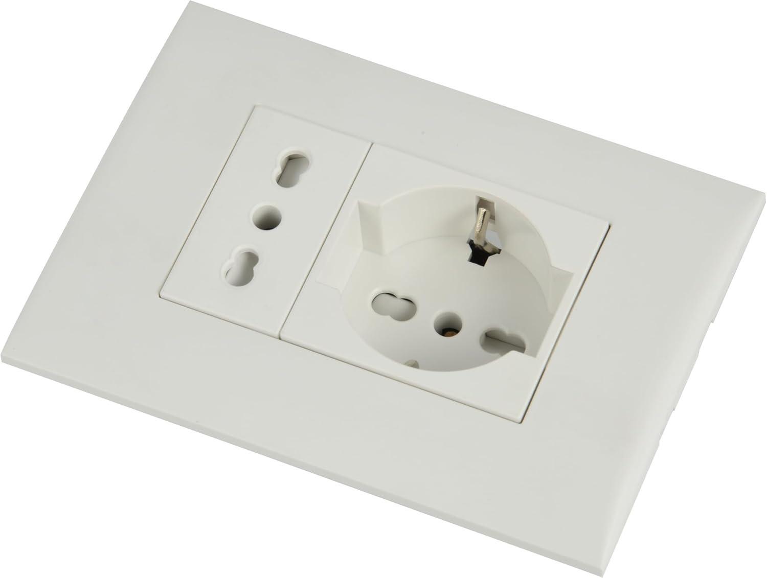 SET ELECTRALINE PLACCA E PRESA UNIVERSALE E BIPASSO BIANCA - 22110