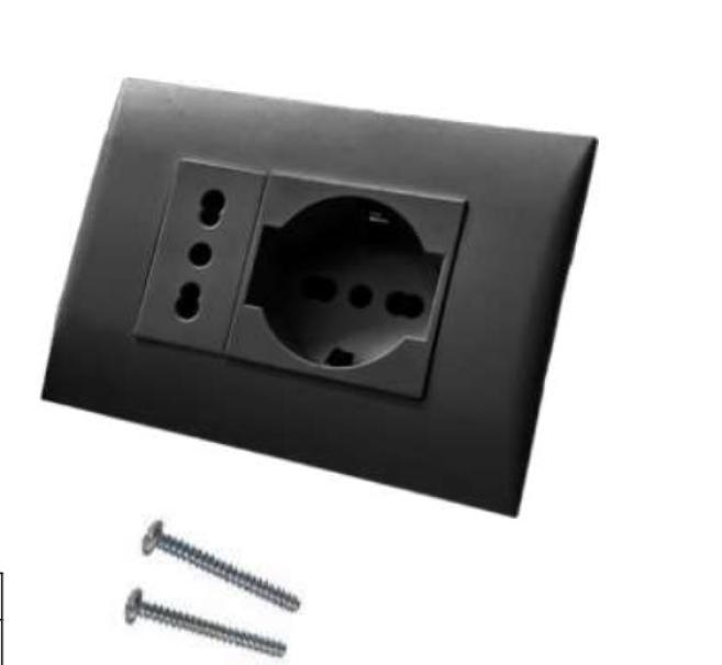 Placca Electraline Precomposta da 1 Presa Bivalente 10/16A + 1 Presa Universale P40 nera - 22111 01