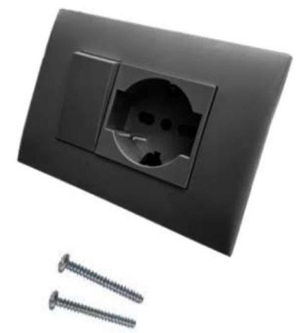 Placca Electraline Precomposta da 1 Presa Bivalenti 10/16A e deviatore nera - 22121 01