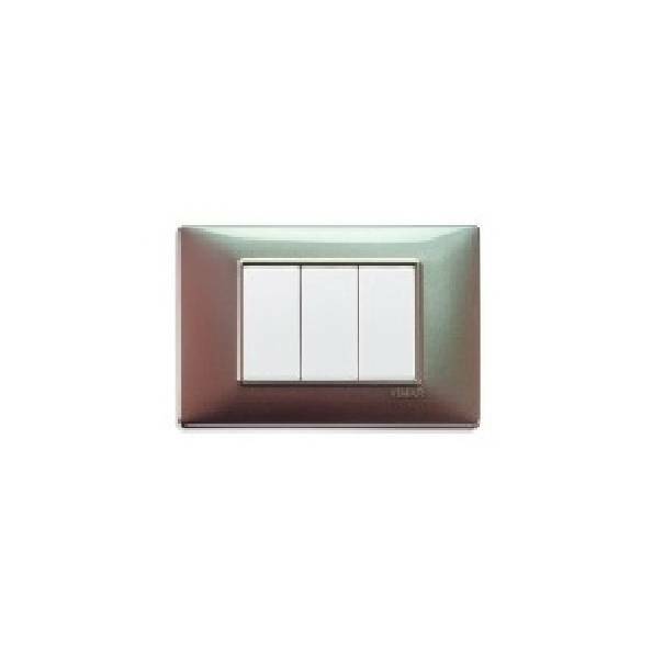 vimar vimar plana placca 3 moduli tecnopolimero colore marrone micalizzato 14653.23 - foto 2