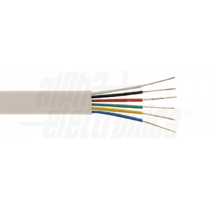 CAVO ALPHA ELETTRONICA TELEFONICO 6 POLI PIATTO AVORIO 100MT - WTR496A/T
