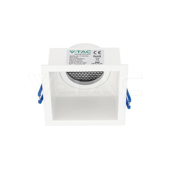  Portalampada V-Tac da Incasso GU10 Quadrato in Alluminio Bianco Antiriflesso - 23763  01