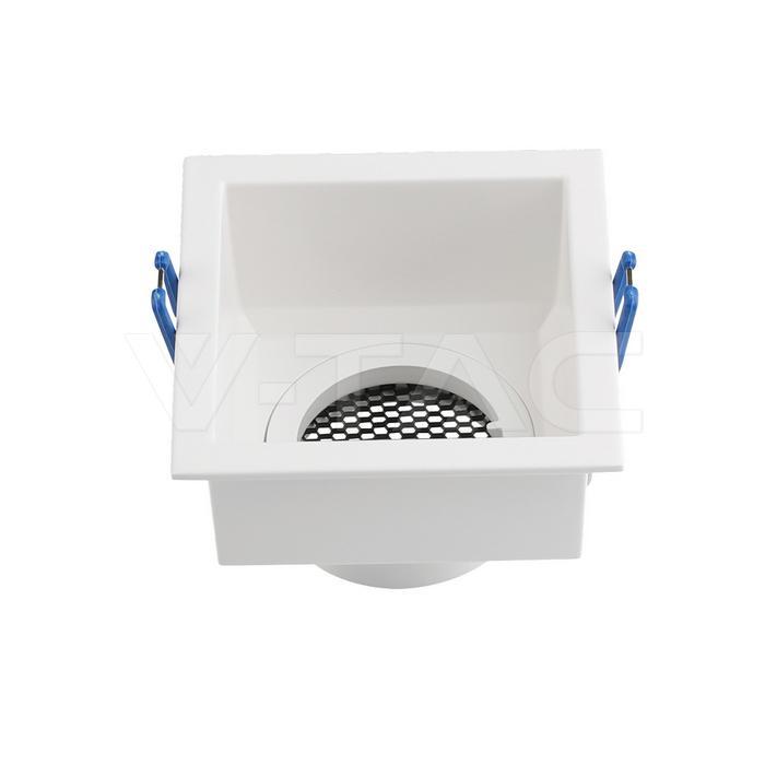  Portalampada V-Tac da Incasso GU10 Quadrato in Alluminio Bianco Antiriflesso - 23763  02