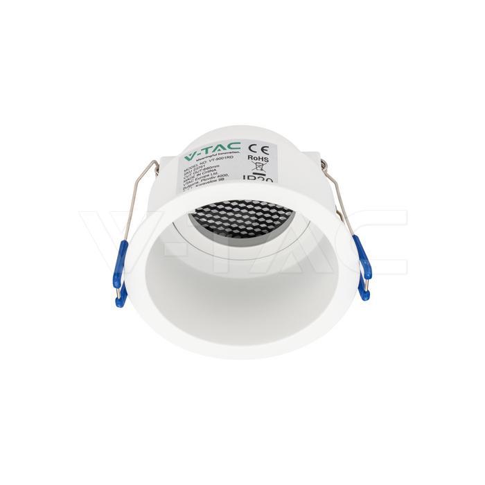 Portalampada  da Incasso V-Tac GU10 Rotondo in Alluminio Bianco Antiriflesso- 23761 01