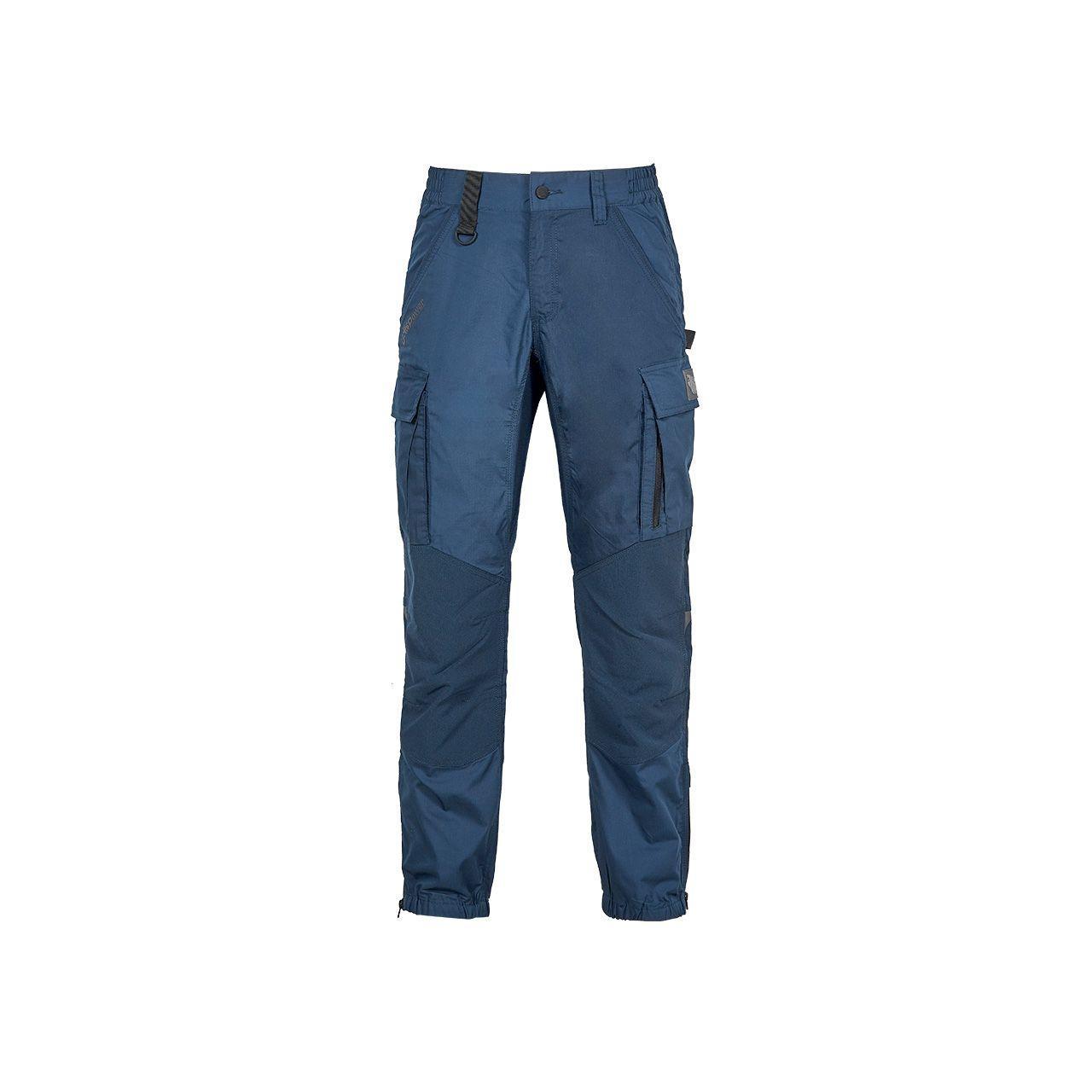 Pantaloni cargo lavoro deep blue U Group modello frontale su sfondo bianco