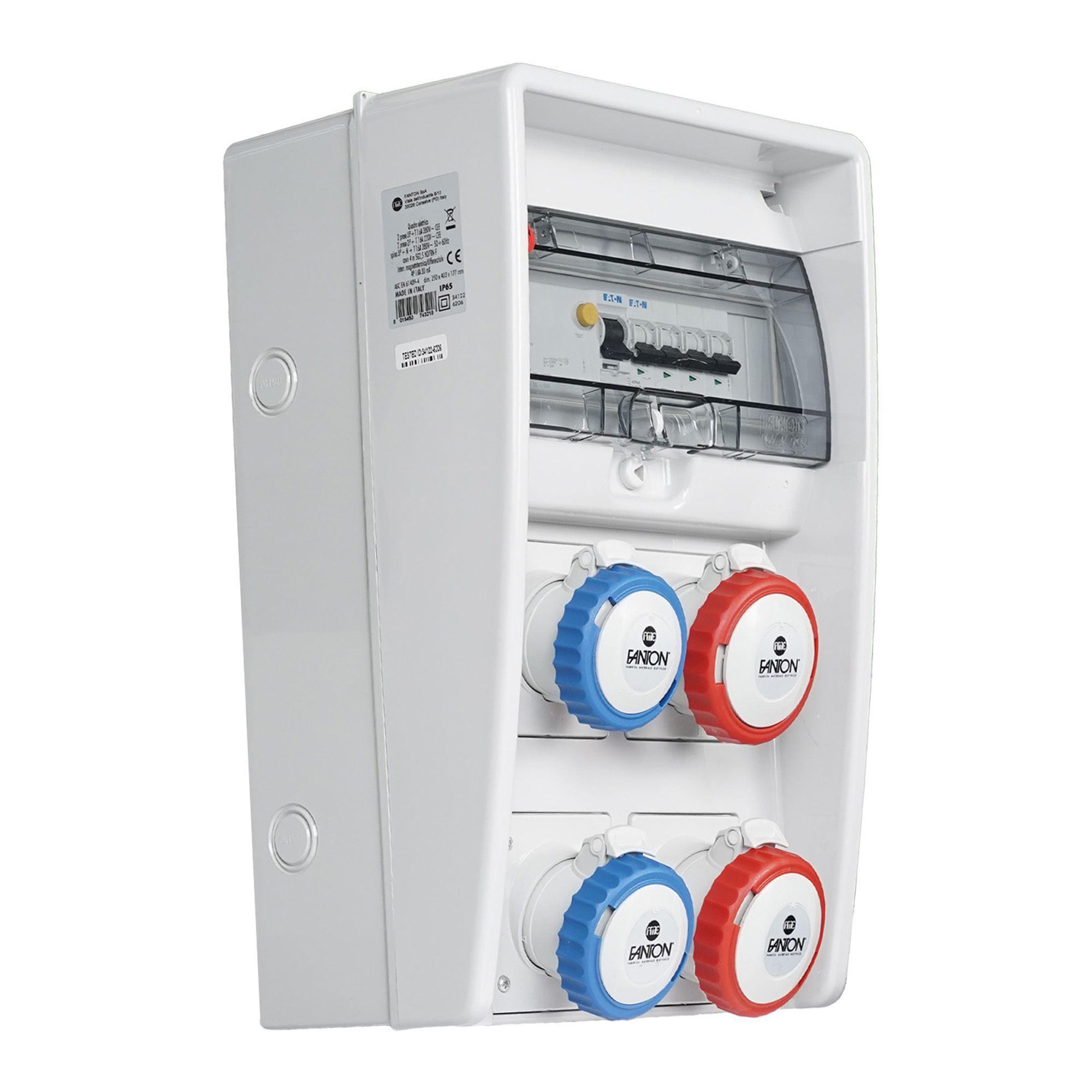  Quadro Elettrico Fanton Ulisse 4 Prese CEE con Cavo 4m ed Emergenza 9kW - 74232 03
