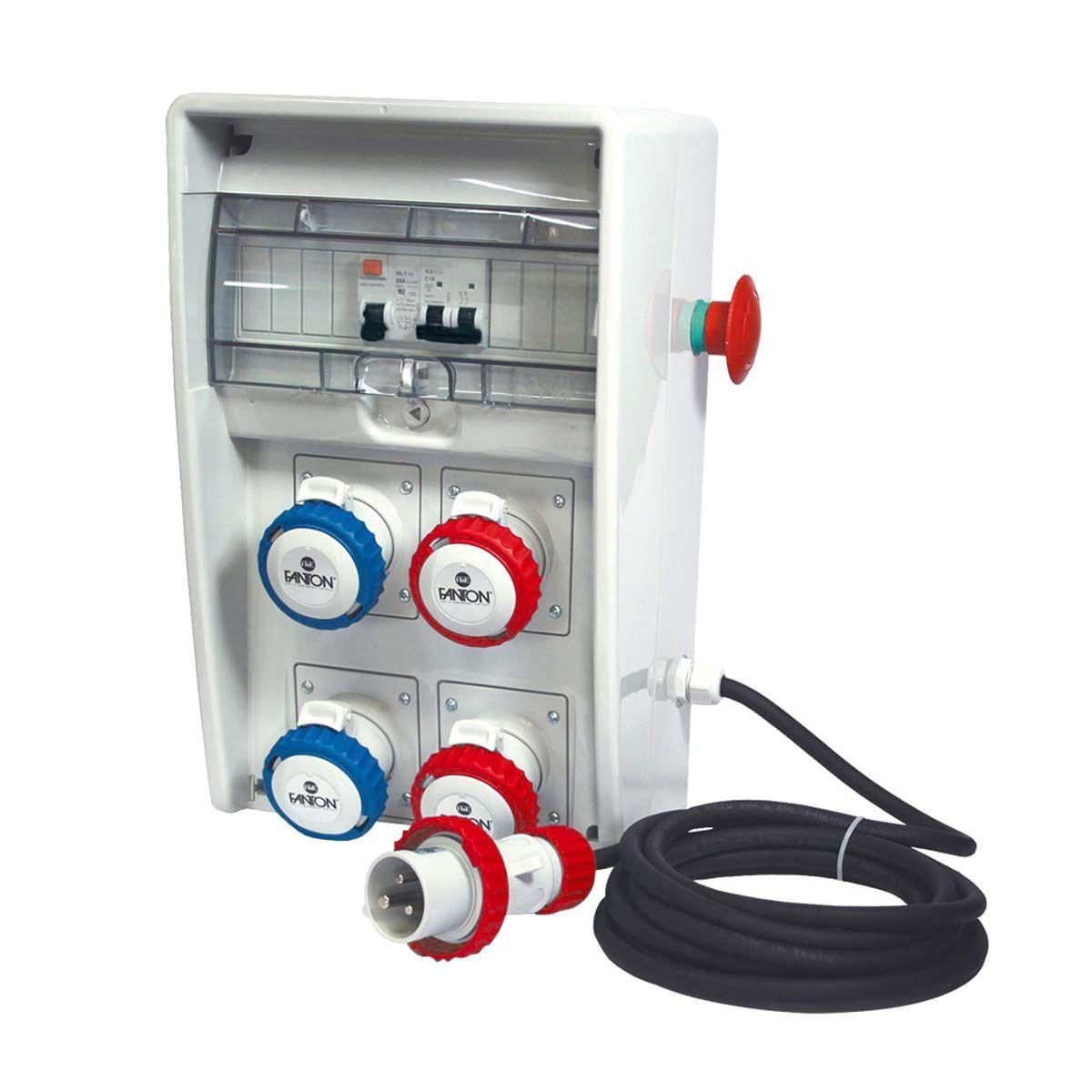  Quadro Elettrico Fanton Ulisse 4 Prese CEE con Cavo 4m ed Emergenza 9kW - 74232 03