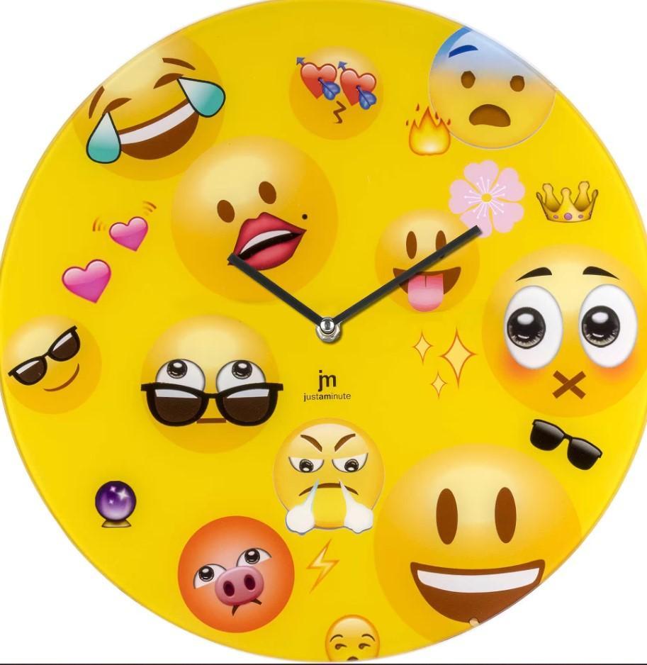 Orologio da Parete Lowell in Vetro Emoticon Giallo 38 cm - 14883 01