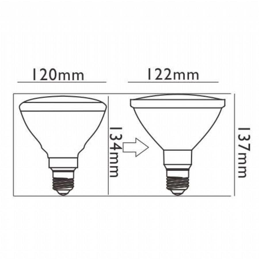 Disegno tecnico lampada LED PAR38 IP65 dimensioni 122x137 mm attacco E27